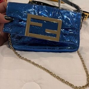 Fendi Vintage Authentic Metallic Mini baguette- Royal Blue